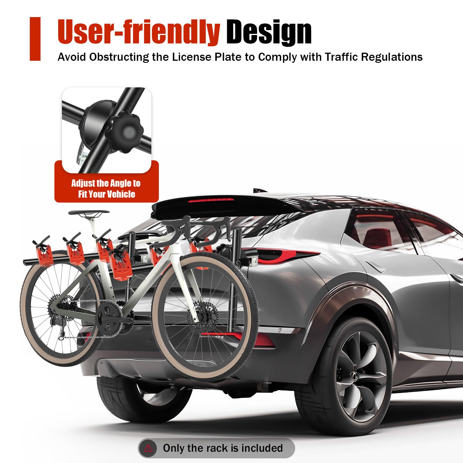 Foldable 3-Bike Trunk Mount Rack for Cars - Heavy Duty 44.09lbs Capacity Bicycle Carrier for Sedans & SUVs - Perfect for Road Trips, Camping & Family Outings