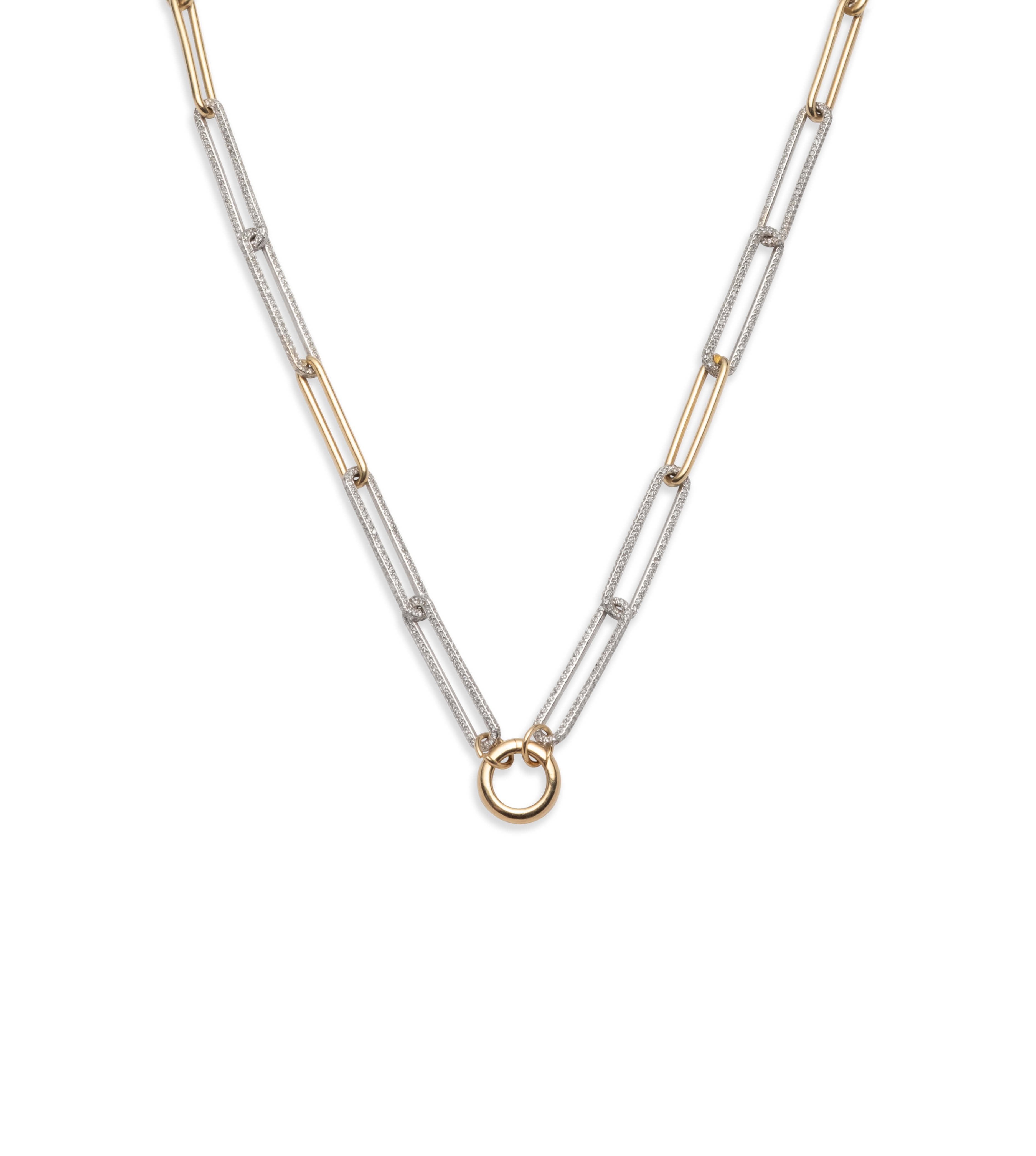Diamond Link Open Chain with Chubby Annex Link - Elegant Gold/Silver Necklace for Women | Perfect for Parties, Weddings & Everyday Wear