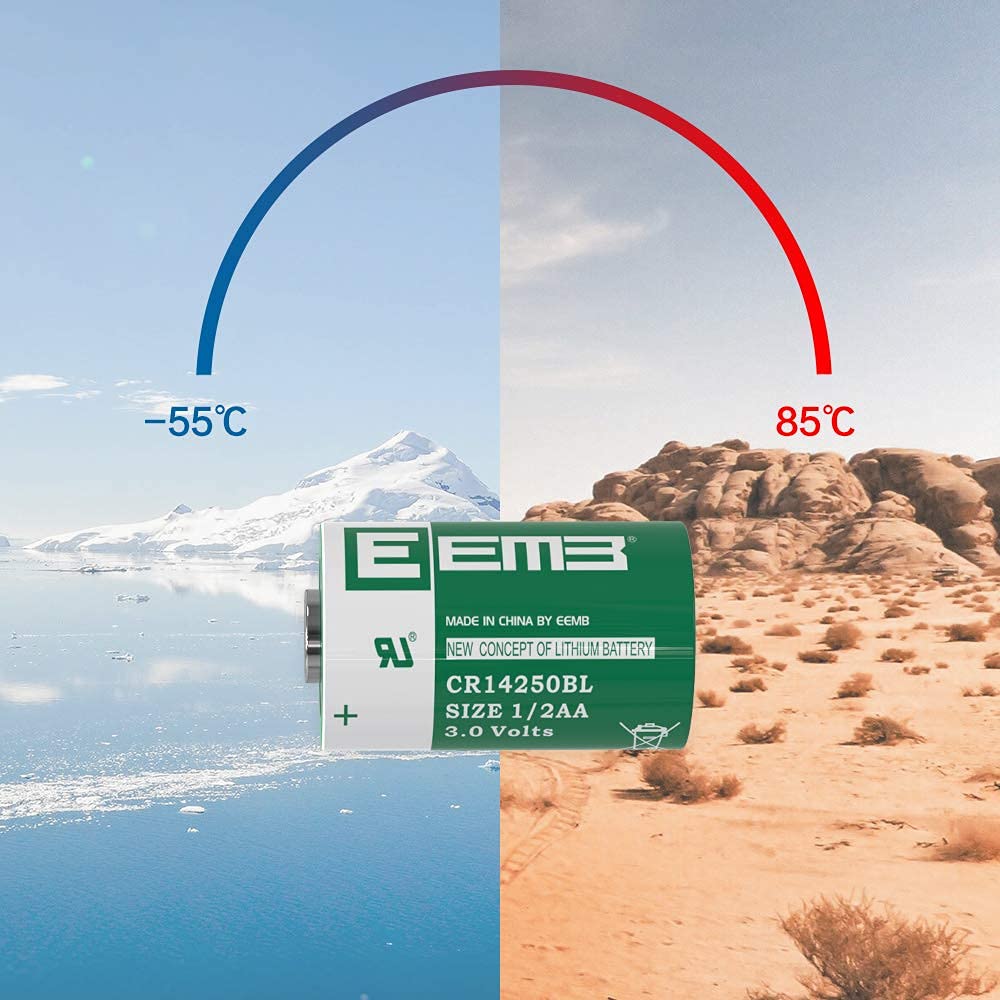 EEMB CR14250BL 3V 900mAh Lithium Battery - Non-Rechargeable 1/2AA Size for Scuba Diving Gear, Laboratory Equipment & Electronics - UL Certified (100 Pack) - Perfect for Underwater Cameras, Medical Devices & Industrial Tools