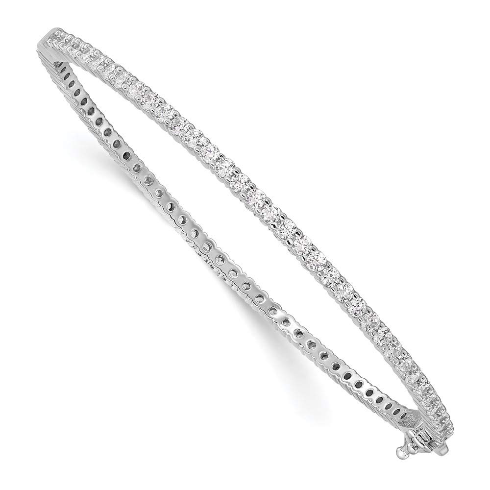 925 Sterling Silver Cubic Zirconia Hinged Bangle Bracelet for Women - Elegant Fine Jewelry Gift for Her (7 Inch) - Perfect for Weddings, Anniversaries & Special Occasions
