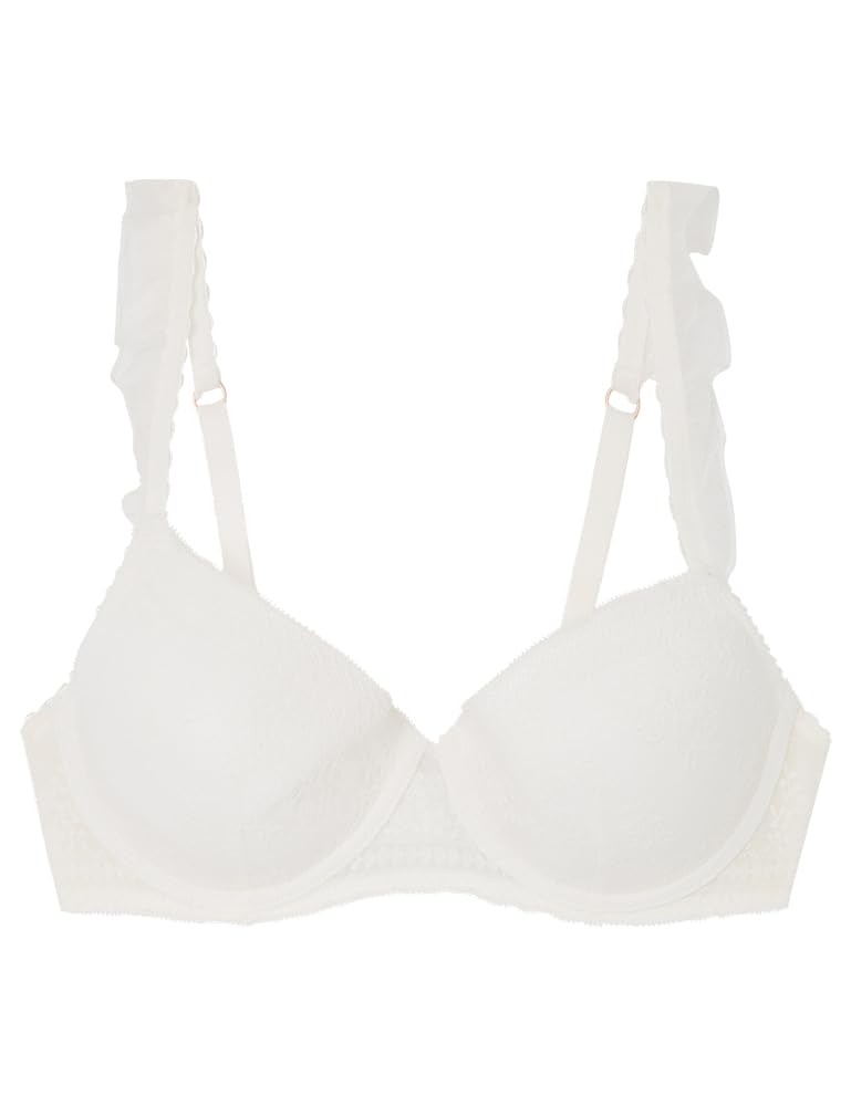 Women'secret Damen Beautiful White Lace Balconette Bra Gepolsterter BH – Elegant Everyday Wear & Special Occasions