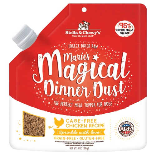 Stella & Chewy's Freeze-Dried Dog Food Topper - Marie's Magical Dinner Dust with Cage-Free Chicken | High-Protein Meal Mixer for Dogs | Perfect for Kibble Enhancement & Picky Eaters