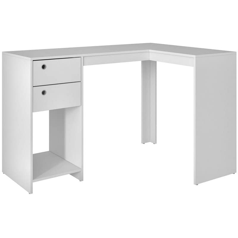 Palermo Classic L-Shaped Office Desk with 2 Drawers & Storage Cubby - White | Modern Home Office Furniture for Small Spaces | Perfect for Remote Work, Study & Computer Setup