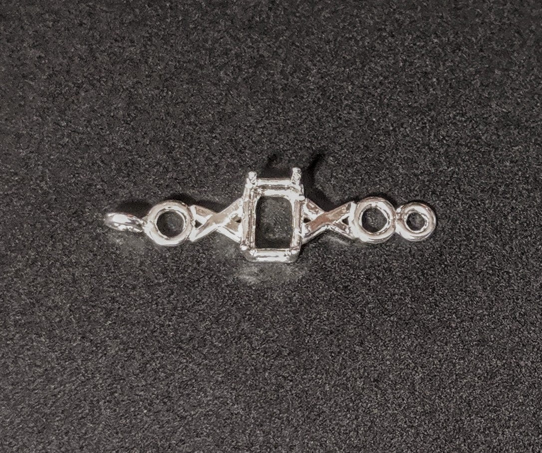 Solid Sterling Silver or 14kt Gold Xs and Os Link Bracelet for 7x5mm & 10x8mm Emerald Cut Gemstones - Custom DIY Jewelry Making Kit for Birthdays, Anniversaries & Gifts