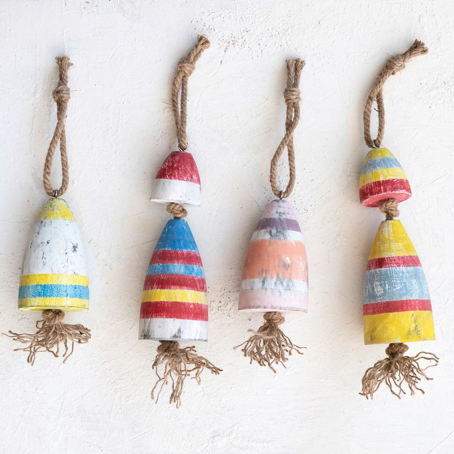 Hand Painted Birchwood Buoy Ornament - Nautical Coastal Decor for Christmas Tree, Beach House, or Boat - Perfect Holiday Gift for Sea Lovers