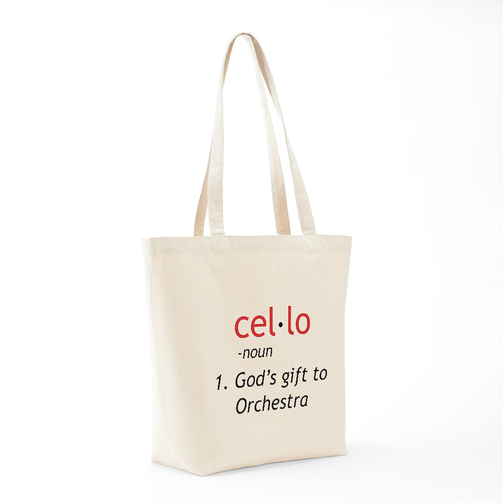 Cello Definition Tote Bag - Natural Canvas Reusable Shopping Bag for Musicians & Music Lovers - Perfect for Groceries, Books & Everyday Use