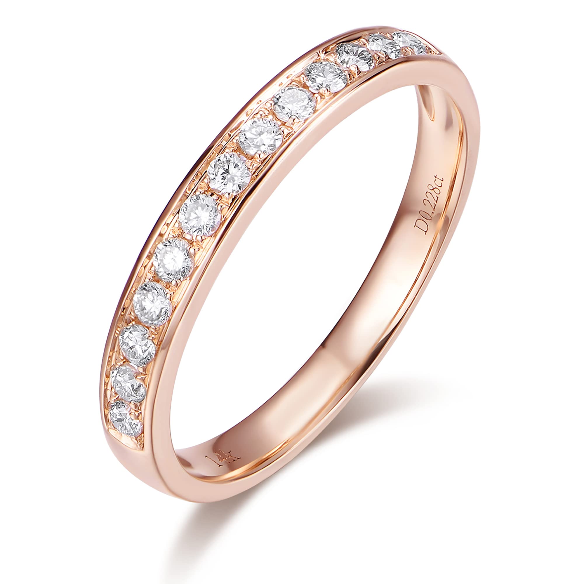 14K Gold 2mm Dainty Eternity Moissanite Wedding Band for Women - Elegant Stackable Ring for Bridal, Anniversary, Engagement & Everyday Wear