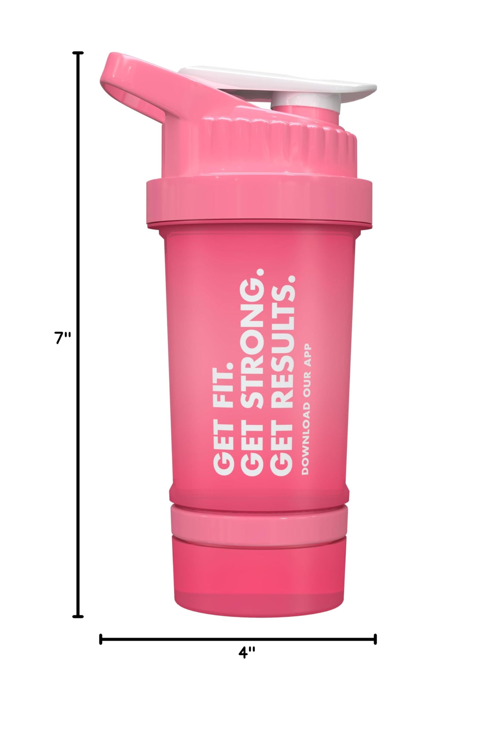 20oz Pink Protein Shaker Bottle with Storage Compartment & Mixing Ball - Leakproof Workout Shaker for Women - Perfect for Gym, Pre-Workout & Post-Workout Protein Drinks