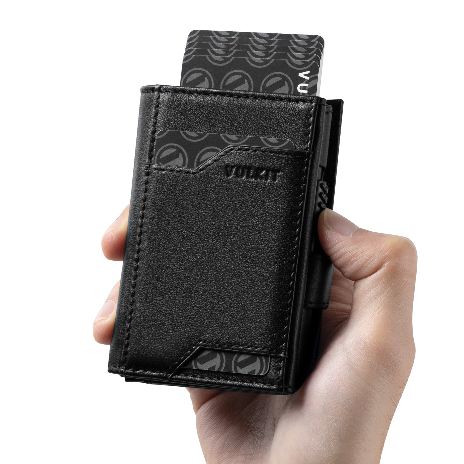 VC311P Genuine Leather RFID Blocking Wallet with ID Window & Money Pocket - Removable AirTag Holder for iPhone (AirTag Not Included) - Perfect for Travel, Business & Everyday Use