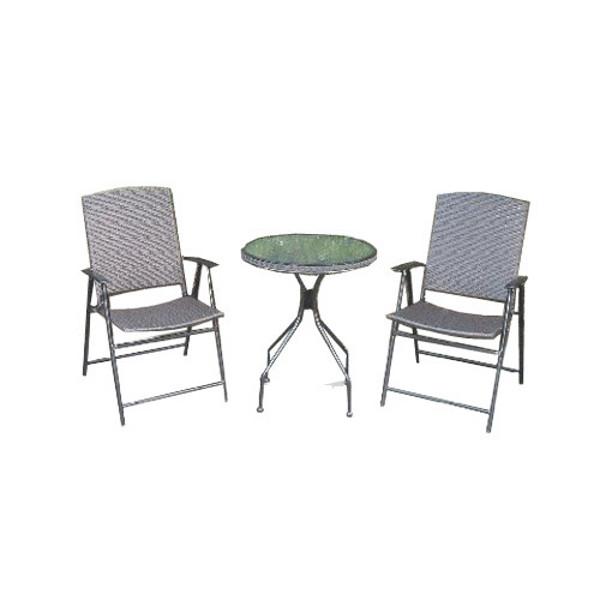 Dark Brown Wicker Patio Set - Indoor/Outdoor Folding Furniture for Garden, Balcony & Backyard Relaxation