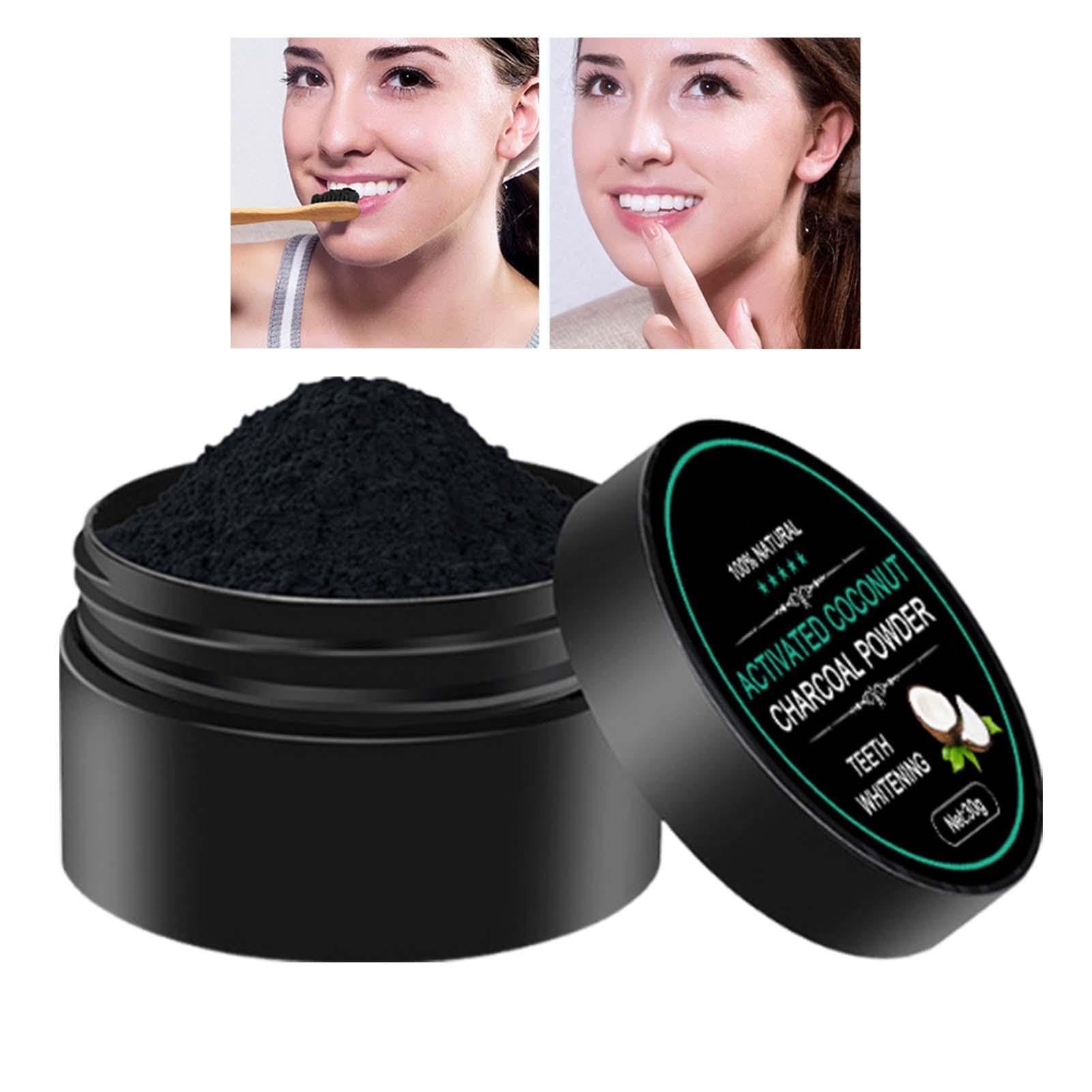 Xujuika 30g Natural Teeth Whitening Powder with Activated Charcoal & Coconut Shell - Organic Dental Care for Brighter Smile - Perfect for Coffee, Tea & Smoking Stain Removal at Home