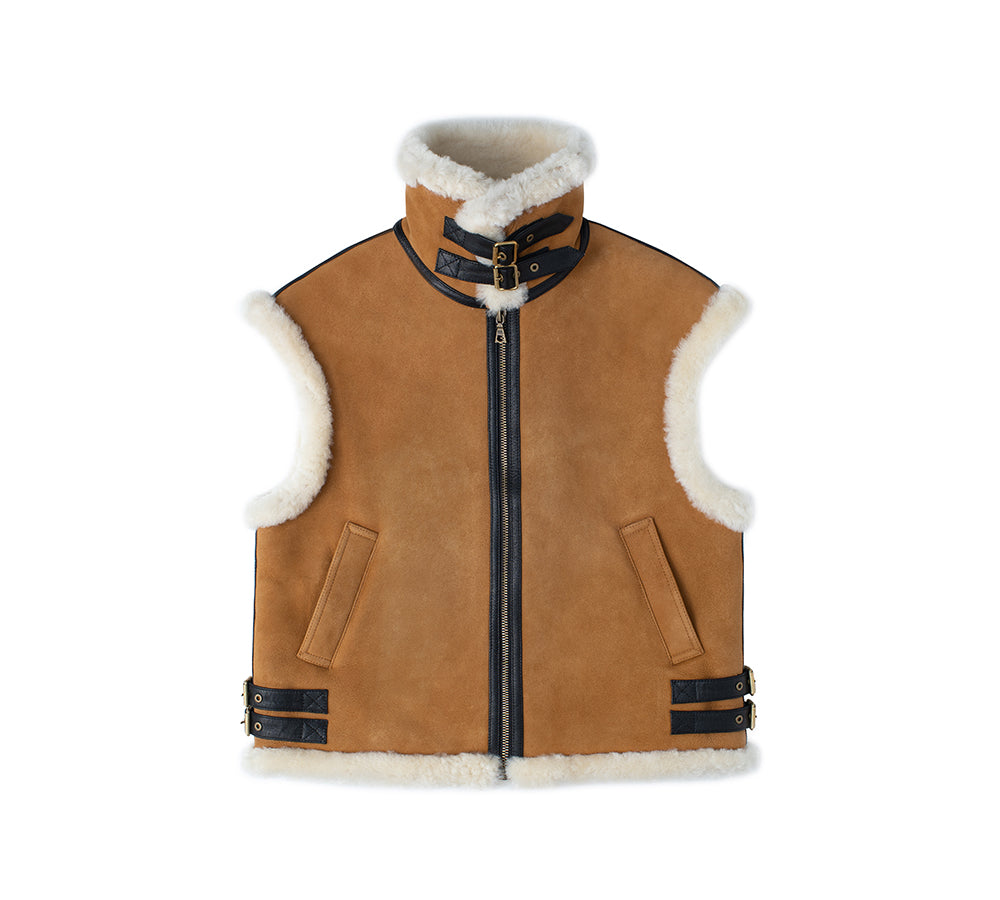 EVERAU® Fluffy Sheepskin Wool Zip Sleeveless Vest for Women & Men - Cozy Winter Layering Piece for Outdoor Activities, Casual Wear & Cold Weather Fashion