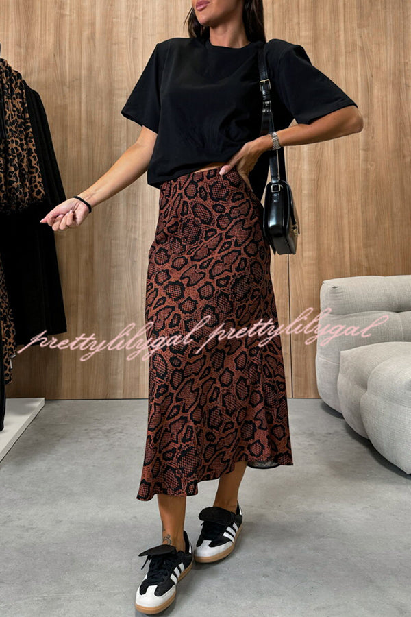 Breezy Composure Floral Print High-Rise Elastic Waist Midi Skirt for Women | Summer Casual Dressy Outfit | Perfect for Beach, Brunch & Date Nights