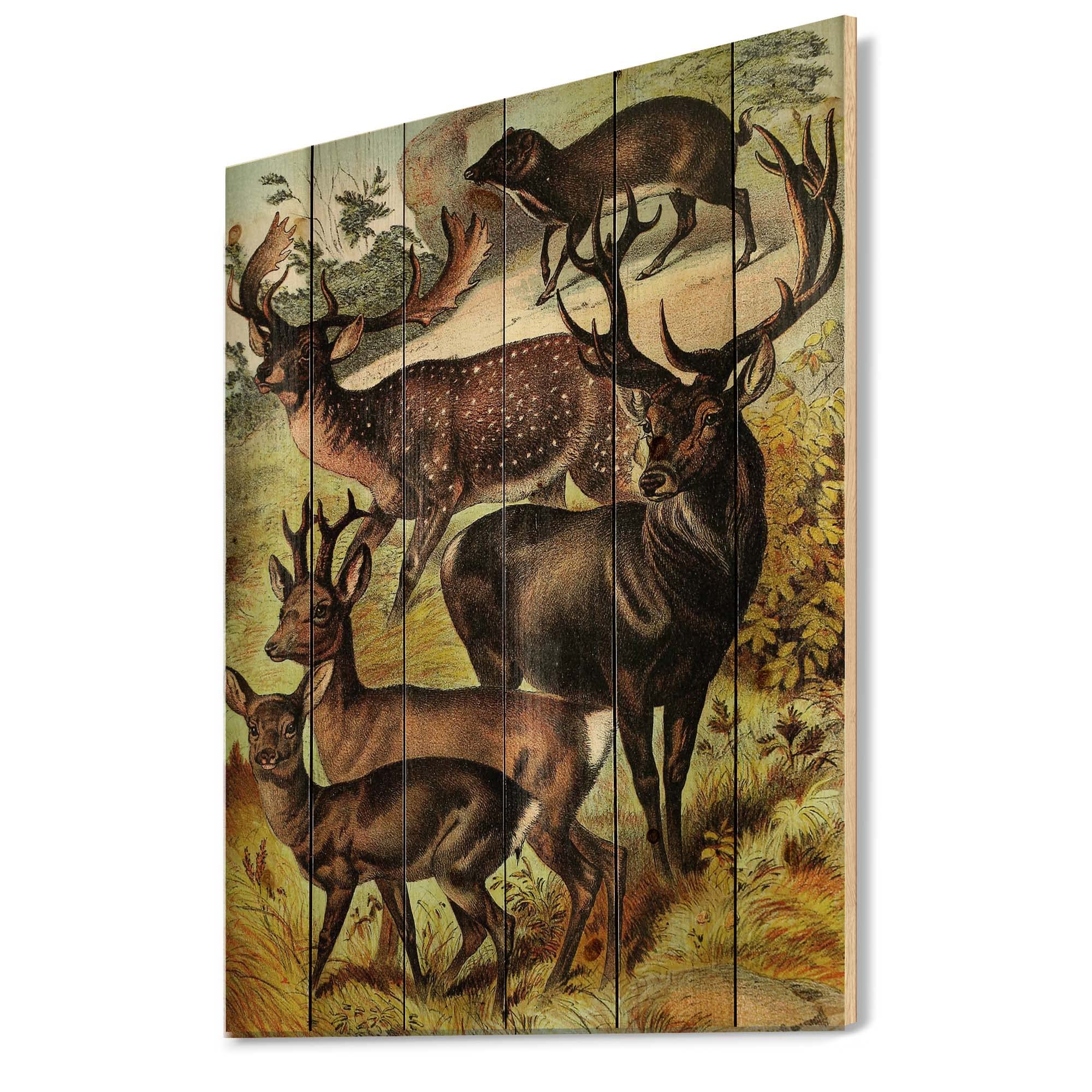 Vintage Farmhouse Wood Wall Decor - Large Animal Wall Art Panels Printed on Natural Pine Wood, Brown Wooden Wall Art for Living Room, Bedroom, Home Office Decoration