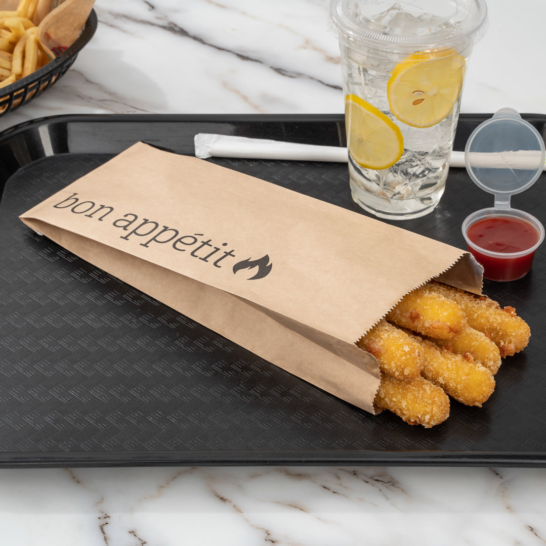 Eco-Friendly Kraft Paper Foil Bags with Bon Appetit Print - Pint Size (4.5
