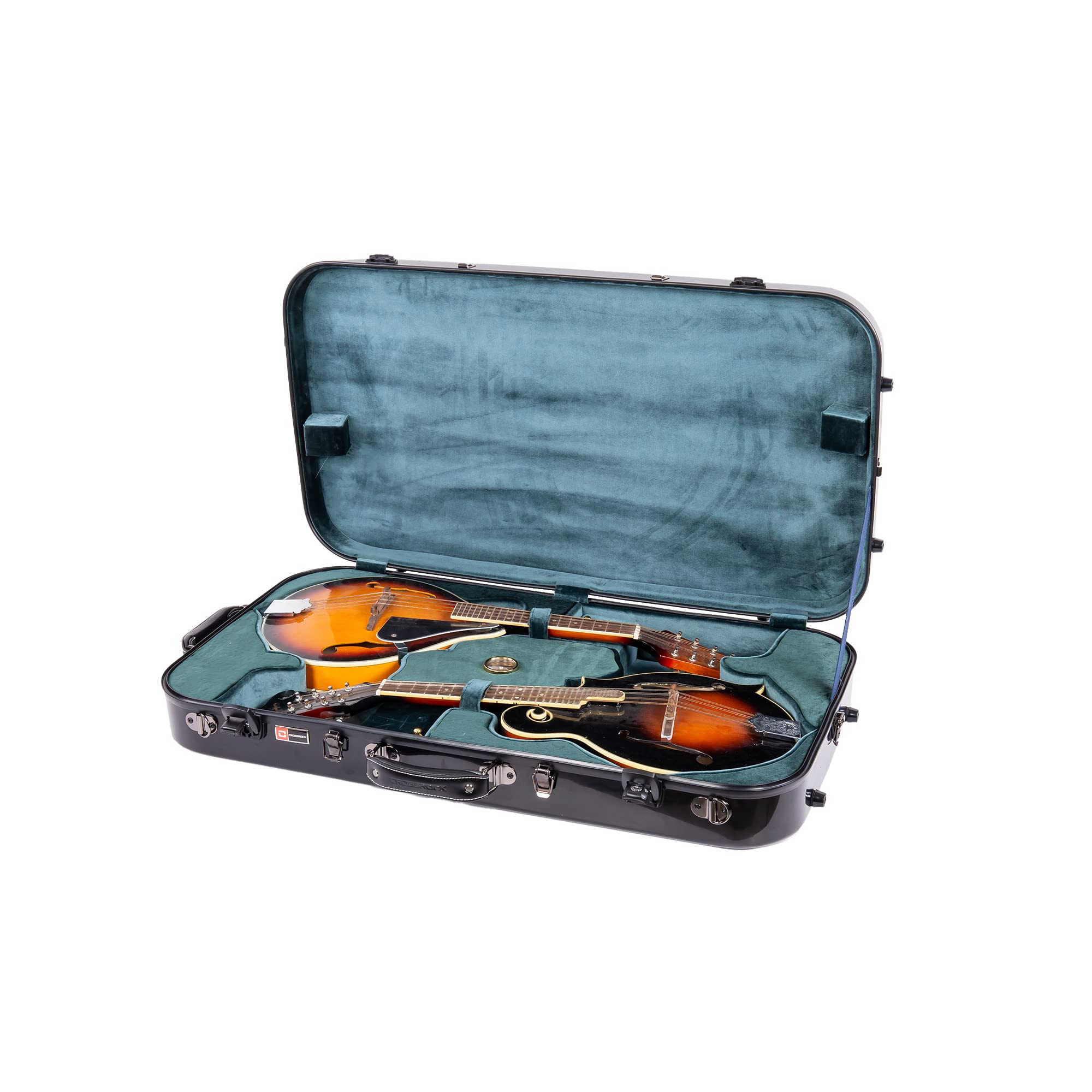 Crossrock Fiberglass Double Mandolin Case for A & F-Style Mandolins – Holds 2 Instruments | Black Gloss Finish, TSA Lock, Backpack Straps – Professional Travel Series | Perfect for Musicians, Bands & Airline Travel