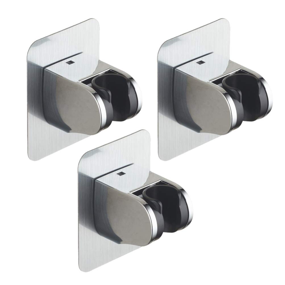 YARNOW 3-Pack Adjustable Suction Cup Shower Head Holder Wall Mount Bracket for Handheld Shower - Silver | Bathroom Accessories for Secure Showerhead Placement | Perfect for Home, Apartment & RV Use