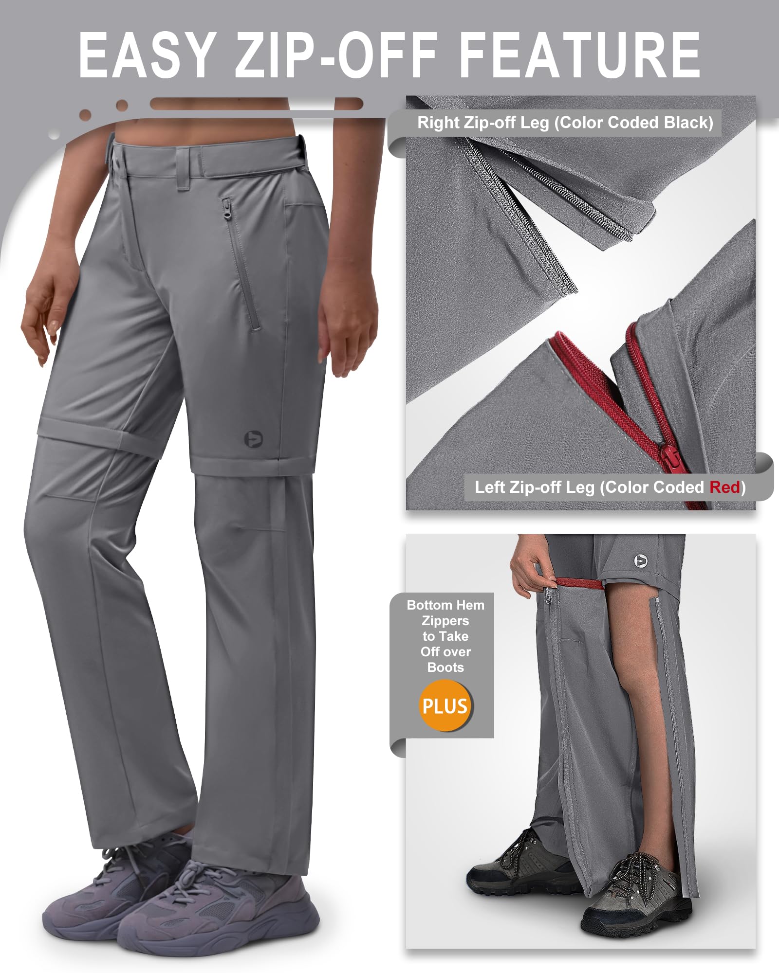 Outdoor Ventures Women's Convertible Hiking Pants - Quick Dry, Lightweight Stretch Zip-Off Cargo Pants for Trekking, Camping & Travel Adventures