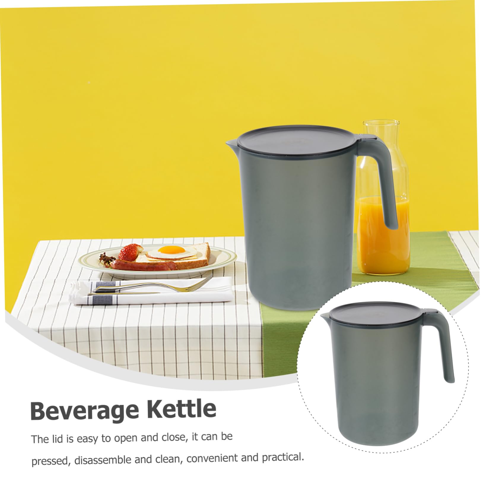 OSALADI 2L BPA-Free Plastic Juice Pitcher with Lid - Leak-Proof Water Pitcher for Cold & Hot Beverages - Perfect for Iced Tea, Lemonade, Smoothies & Party Drinks
