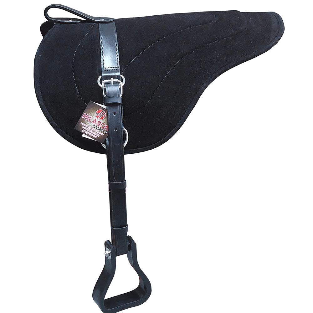 HILASON Natural Horsemanship Leather Bareback Western Treeless Saddle Pad for Horses - Comfortable & Durable Western Riding Pad for Trail Riding, Training & Show - Bareback Pad for English & Western Riding