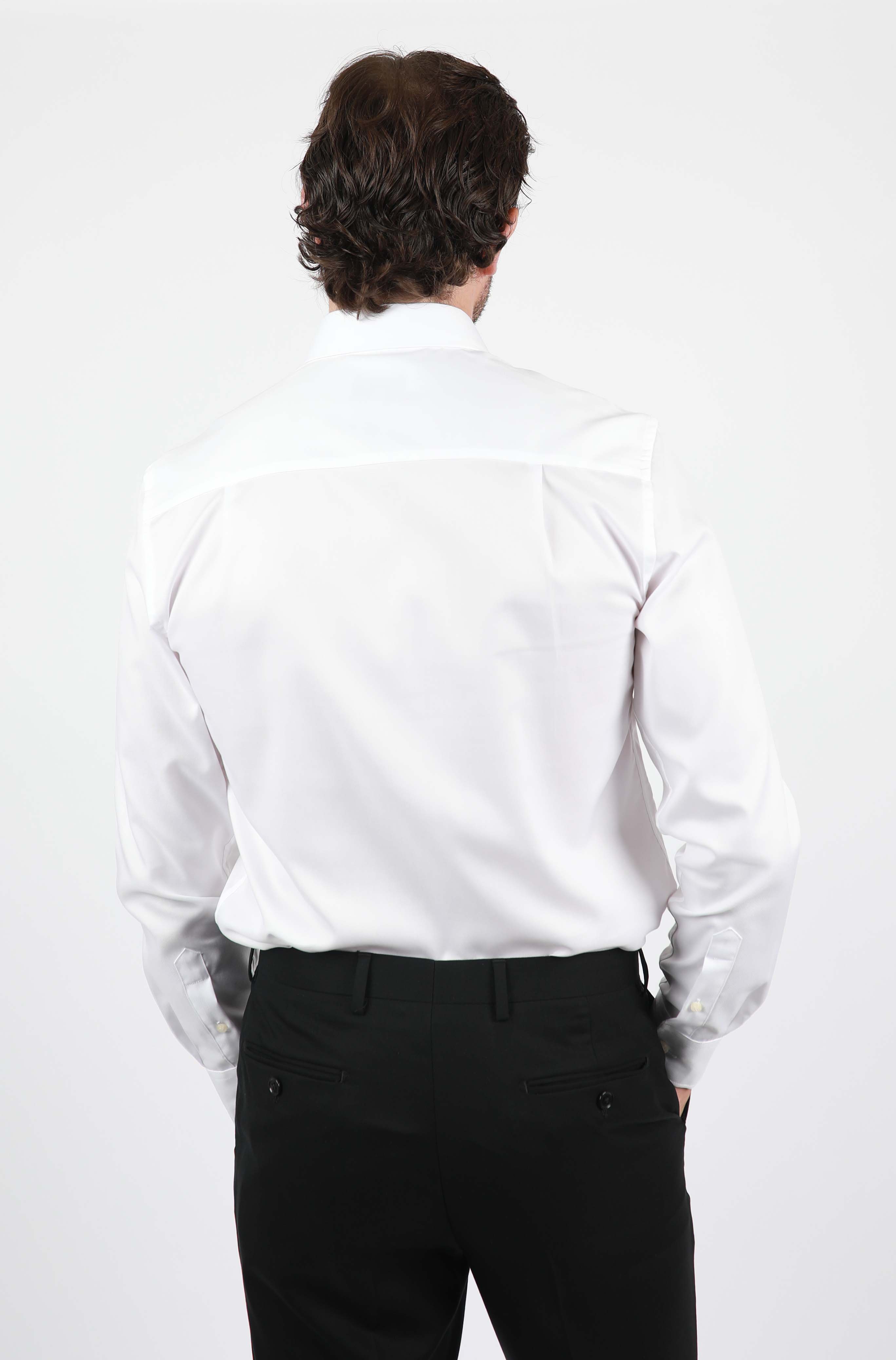 Premium Slim Fit White Herringbone Business Shirt for Men - Formal Office Wear & Professional Dress Shirts for Work, Interviews & Special Occasions