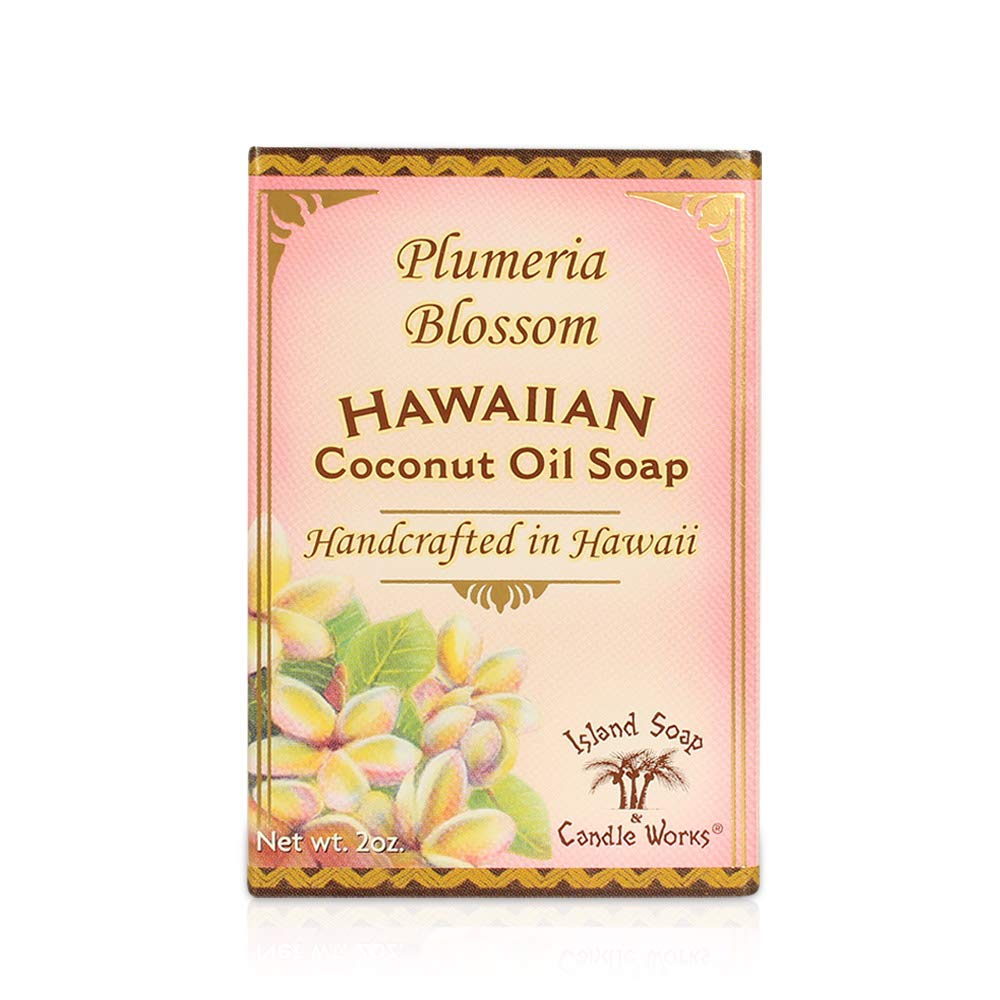 Handmade Coconut Soap with Plumeria Scent by Island Soap & Candle Works - Natural Moisturizing Bar Soap for Dry Skin, Perfect for Bath, Shower & Gift Giving