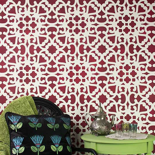 Modern Moroccan Lace Wall Stencil - Reusable DIY Painting Template for Home Decor, Nursery, Bedroom & Living Room Accent Walls