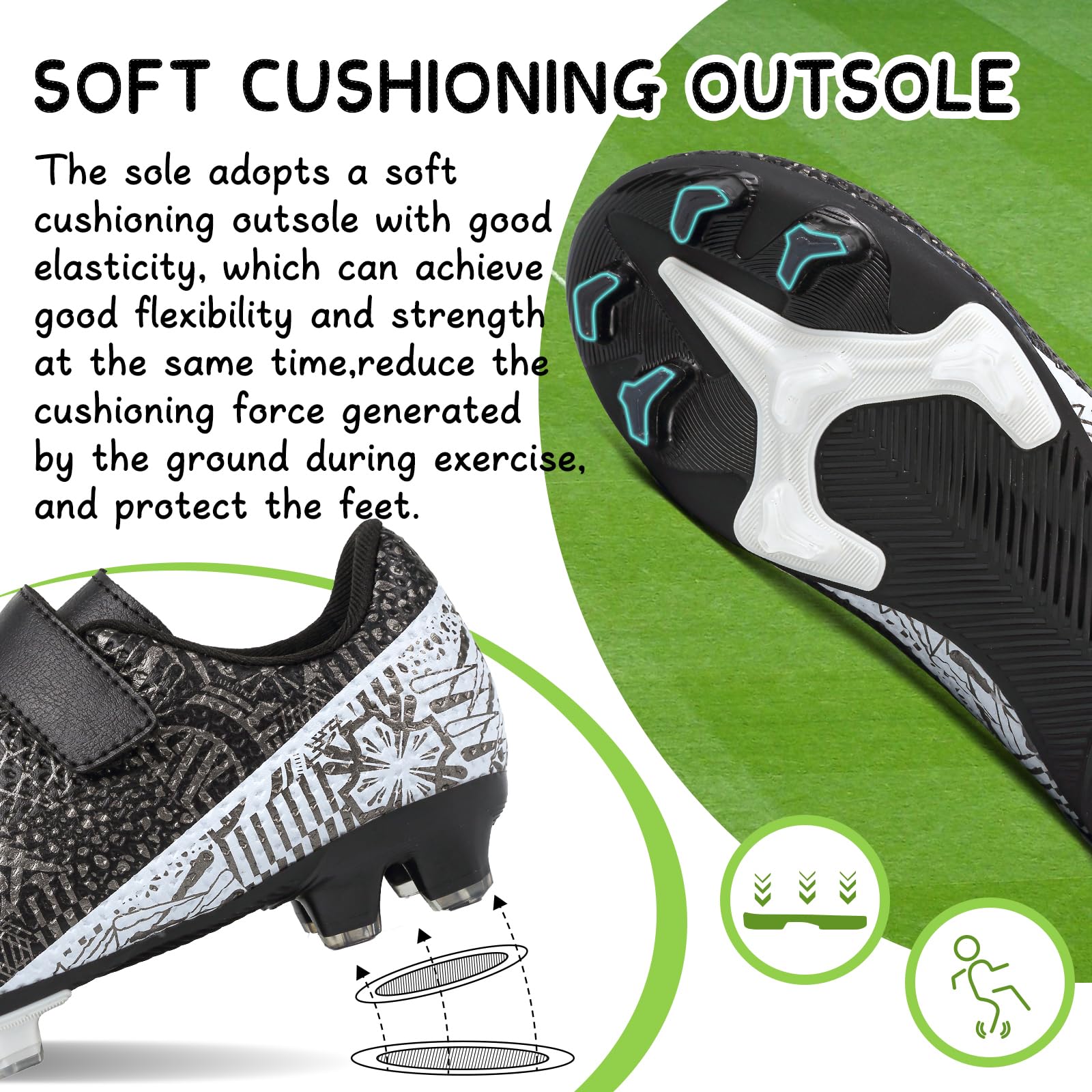 CBUSTER Kids Soccer Cleats for Boys & Girls - Lightweight Football Cleats with Anti-Slip Studs - Perfect for Youth Soccer Training, Games & Outdoor Sports