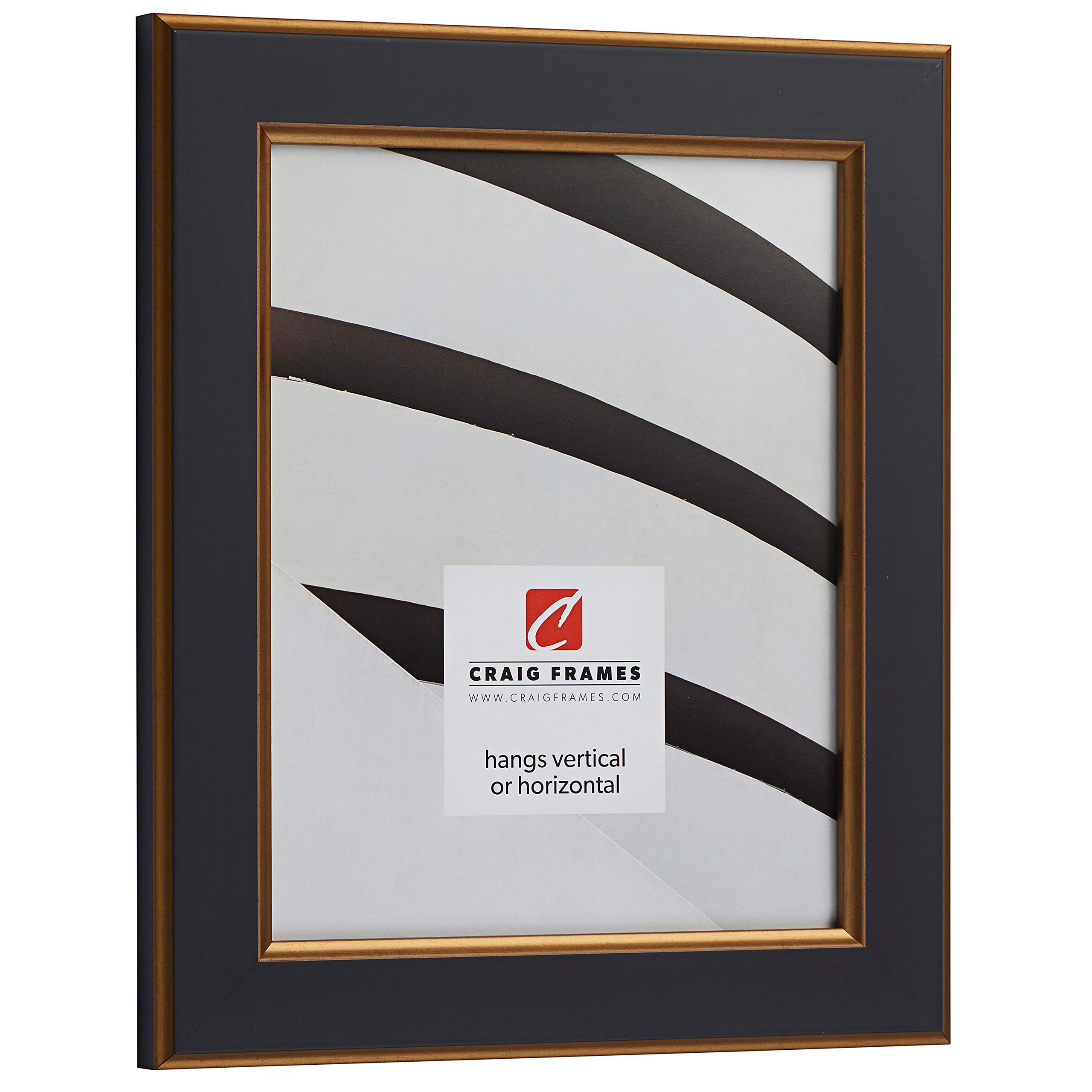 Craig Frames Crackle Picture Frame 8x10 Inch Black and Gold - Perfect for Wall Decor, Photo Displays, and Home Office Decorations