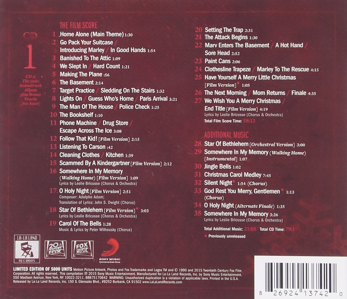 Home Alone Soundtrack 25th Anniversary Edition - Original Motion Picture Score by John Williams - Perfect for Christmas Holiday Music & Family Movie Nights