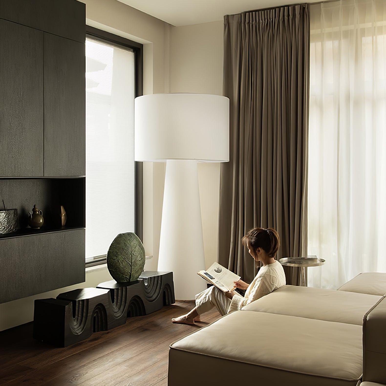 Modern Column Fabric Floor Lamp - Elegant Standing Light for Living Room, Bedroom & Office - Soft Ambient Lighting for Home Decor & Relaxation