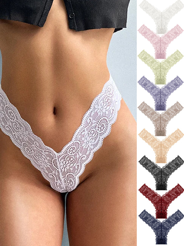 ZASUWA Women's V-Shape Waist Lace T-Back Panties - Sexy Lingerie for Date Night & Special Occasions