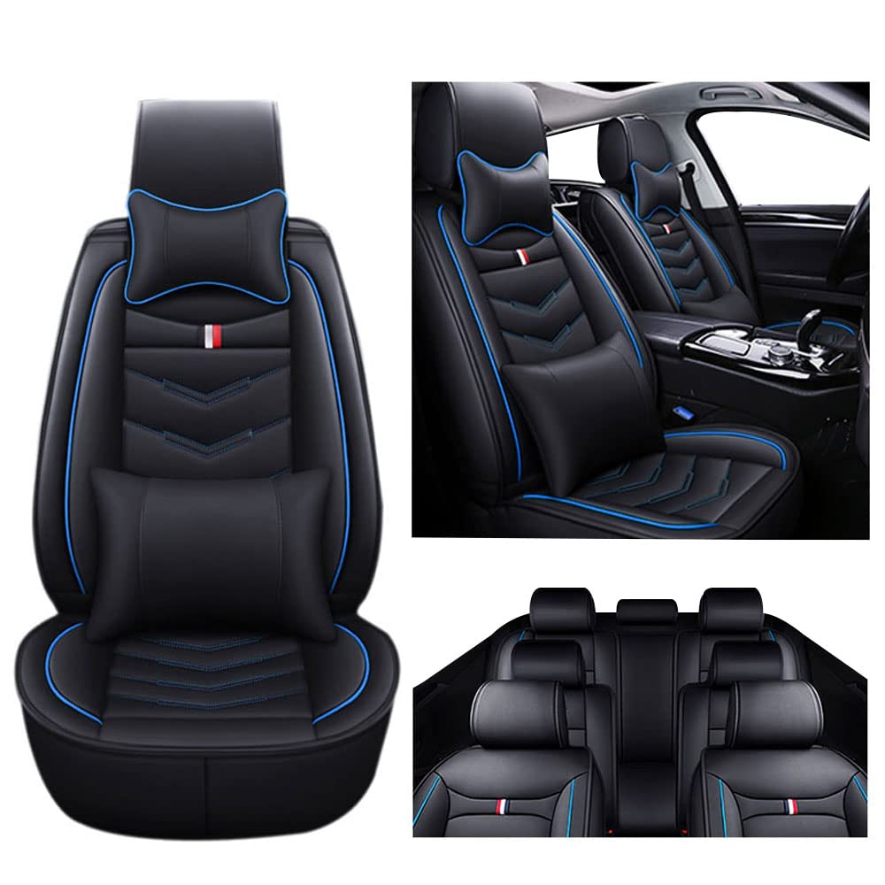 Premium Leather Car Seat Covers for Chrysler Town & Country 2000-2016 - 7-Seat Durable Waterproof Vehicle Seat Protectors | Breathable Odor-Resistant Auto Cushion Covers (Luxury Black & Blue) | Perfect for Family Road Trips, Daily Commuting & Pet Protection