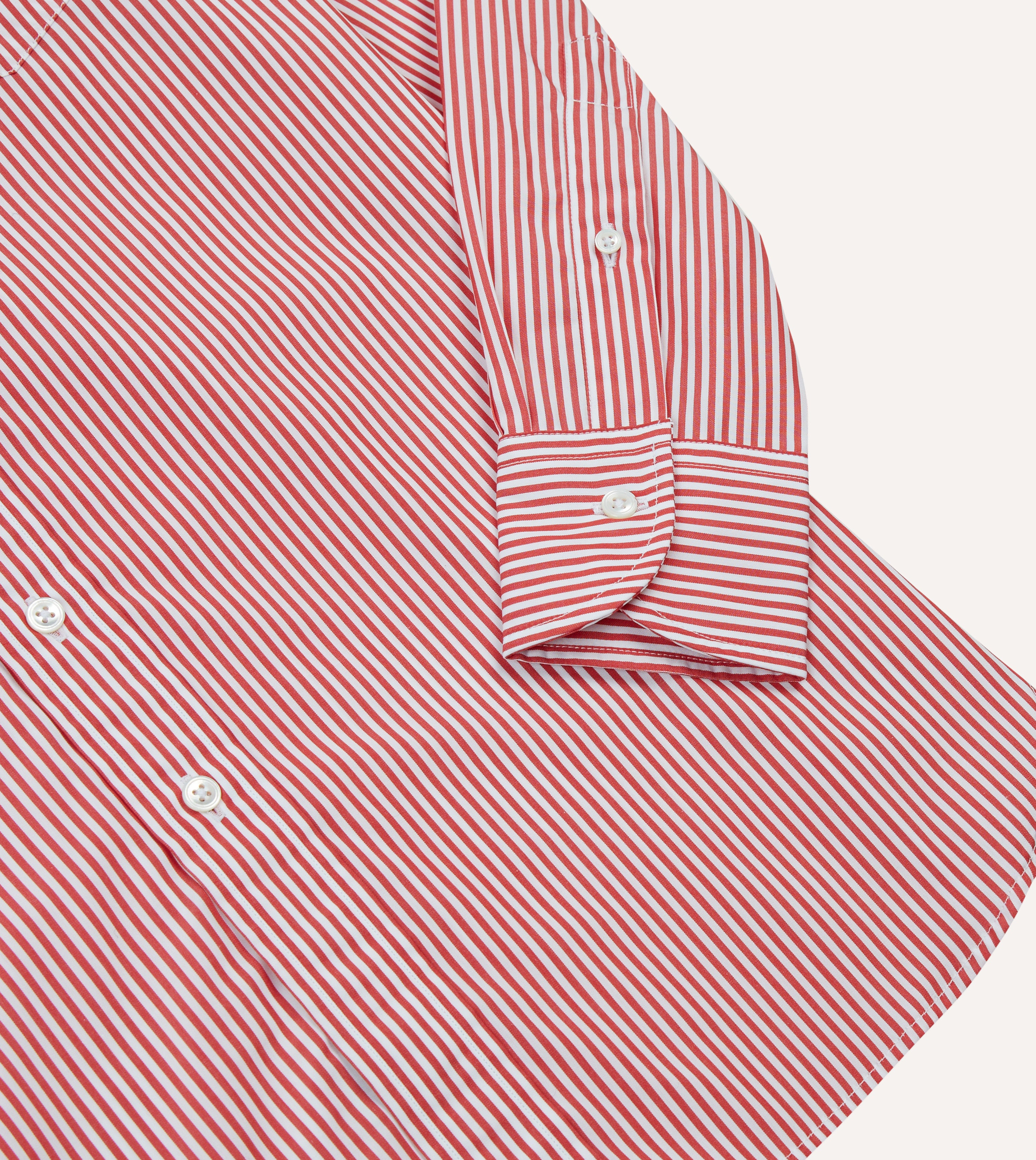 Red Narrow Stripe Cotton Poplin Button Down Shirt for Men - Classic Casual & Business Wear - Perfect for Office, Date Night & Outdoor Events