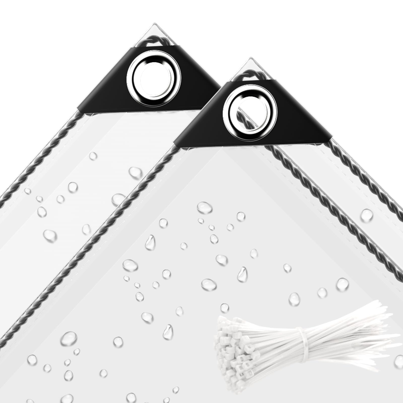 8x16 ft Heavy Duty Clear Waterproof Tarp - 11.8 Mil PVC Tarpaulin with Reinforced Grommets & Cable Ties - Tear Resistant Cover for Camping, Greenhouse, Car Protection, Patio Furniture, Pavilion Shelter - Ideal for Outdoor Use, Emergency Cover & Weather Protection
