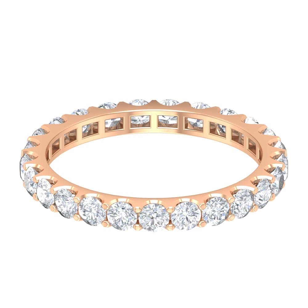 1.50 CT Diamond Full Eternity Ring for Women - 14K Solid Gold Round Cut Minimalist Wedding Band - Perfect for Anniversary, Engagement & Special Occasion Jewelry Gift