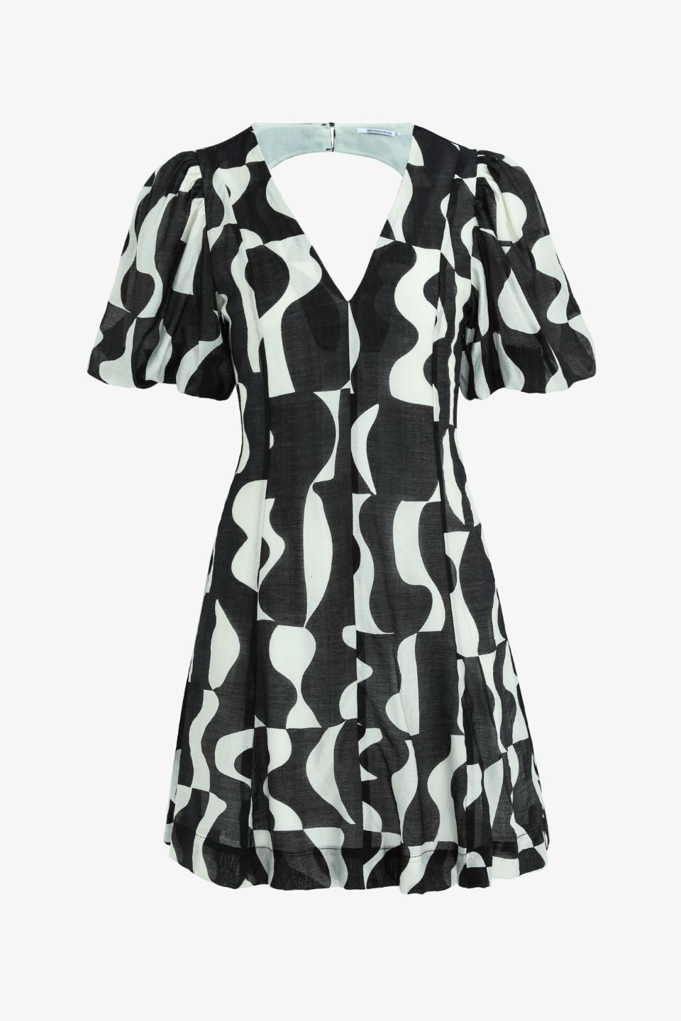 Sicily Black Wave Print Short Sleeve Mini Dress - Summer Beach Party Outfit, Casual Date Night Dress, Women's Fashion for Vacation & Outdoor Activities