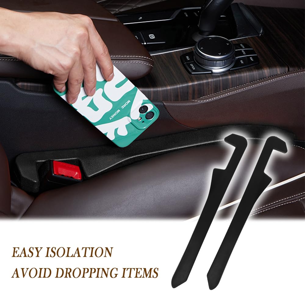 2PCS Elastic Car Seat Gap Filler Organizer - Universal Fit for Car, Truck & SUV - Prevent Items from Falling Between Seats & Console - Black/2PCS - Perfect for Road Trips, Daily Commutes & Organized Storage