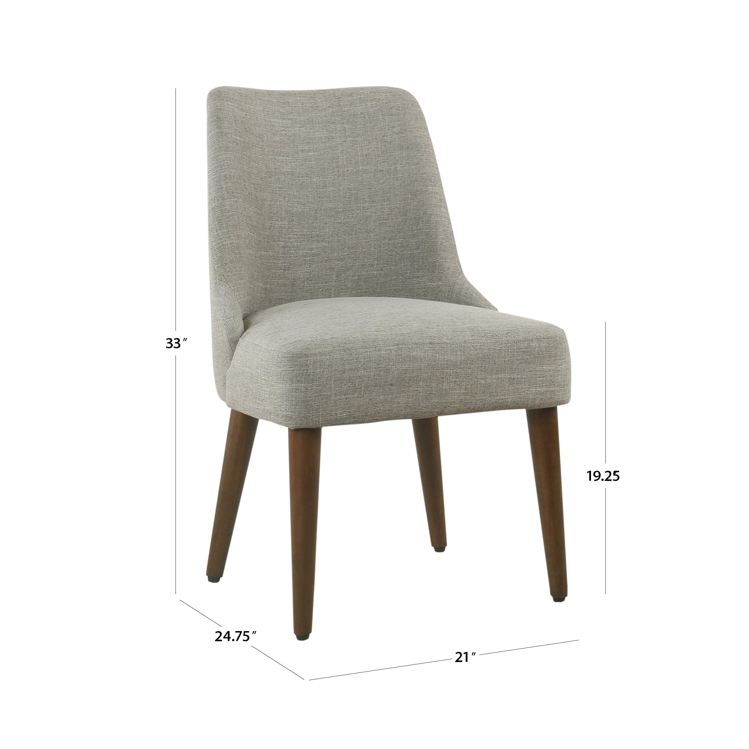 Homepop Upholstered Gayle Slide Dining Chair - Gray Woven Fabric, Single Modern Dining Room Chair for Kitchen, Living Room & Office Decor