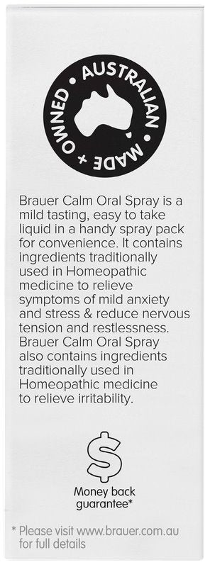 Brauer Calm Oral Spray for Kids & Adults - Natural Stress & Anxiety Relief - Fast-Acting Herbal Formula - Perfect for Travel, Work & School