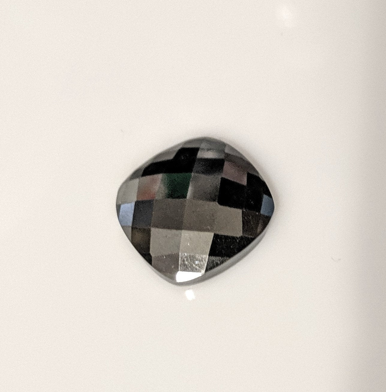 31ct Natural Black Hematite Cabochon - 20x20mm Square Cushion Checkerboard Cut - Premium Quality Large Gemstone for Jewelry Making, Wire Wrapping & Healing Crystals