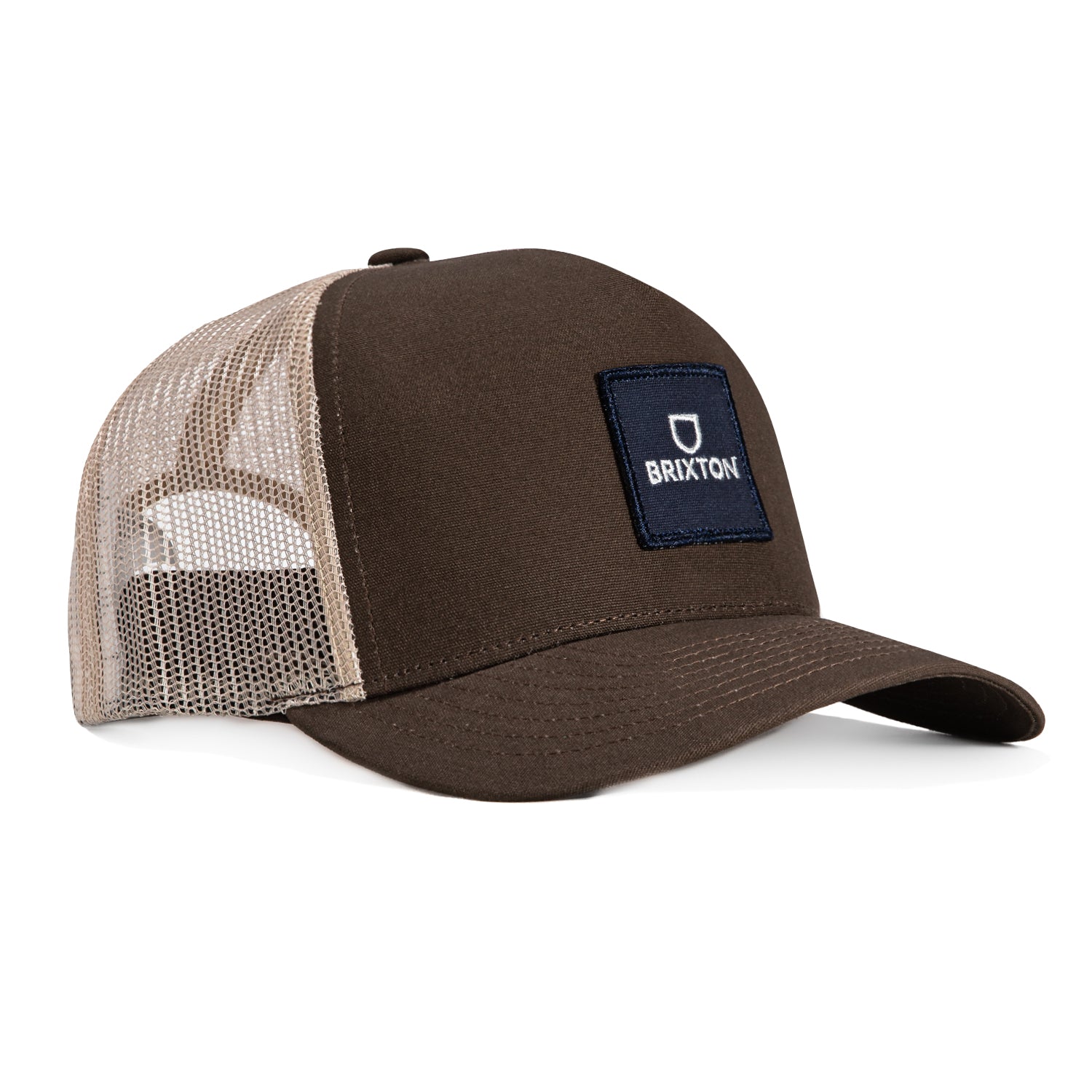 Brixton Alpha Block Mesh Snapback Trucker Hat - Brown | Adjustable Baseball Cap for Men & Women | Perfect for Outdoor Sports, Casual Wear & Street Fashion