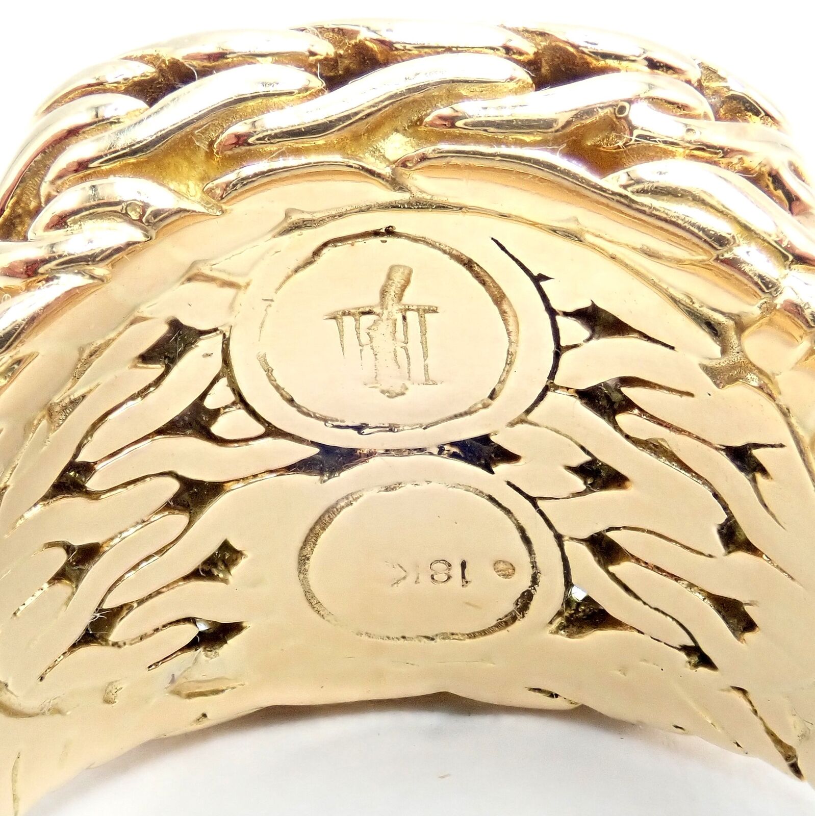 Authentic John Hardy JH 18K Yellow Gold Diamond Square Signet Signature Ring for Men & Women - Luxury Jewelry Gift for Anniversary, Wedding & Special Occasions