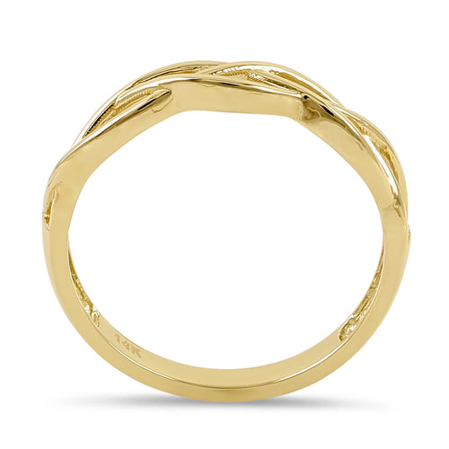 14K Solid Yellow Gold Multi Row Wave Ring for Women - Elegant Stackable Band Jewelry Gift for Anniversary, Wedding, or Everyday Wear