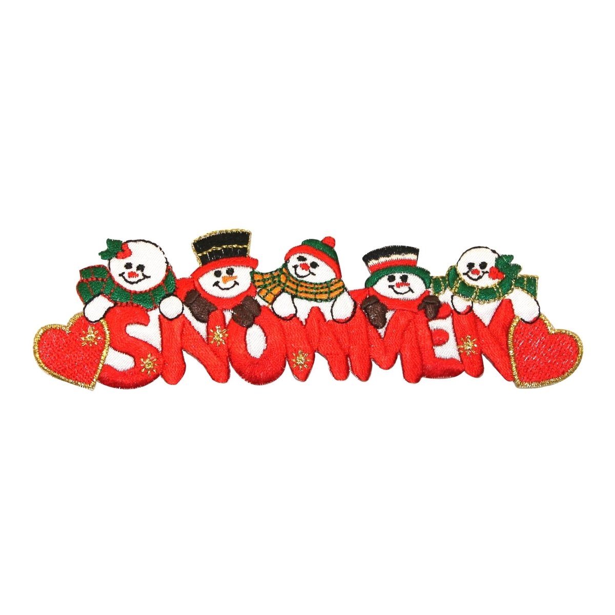 ID 8008 Snowman Iron-On Applique Patch - Christmas Winter Embroidered Decoration for Hats, Jackets & DIY Crafts - Perfect for Holiday Decor & Festive Outfits