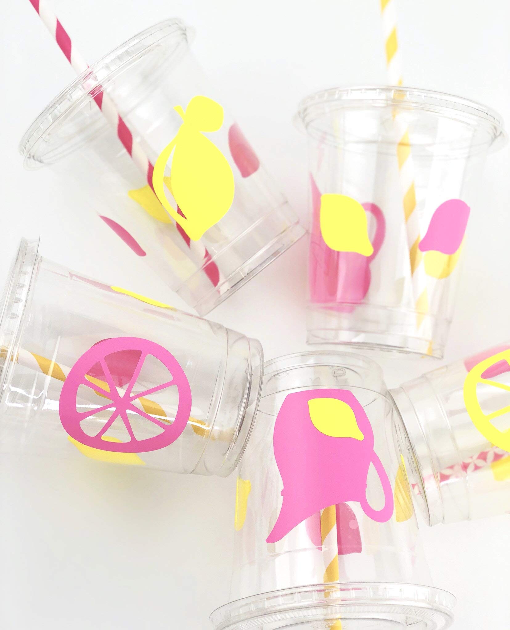 12-Pack Pink Lemonade Disposable Party Cups - Citrus Fruit Themed for Birthday Celebrations, Summer BBQs, and Picnics
