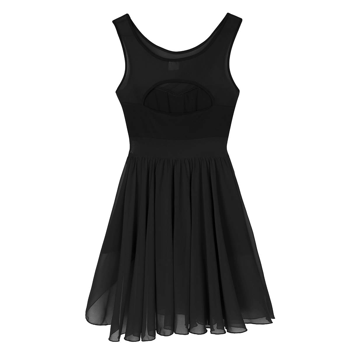 Elegant Women's Contemporary Dance Costume - V-Neck Chiffon Asymmetric Skirted Leotard Dress for Lyrical & Modern Dance Performance