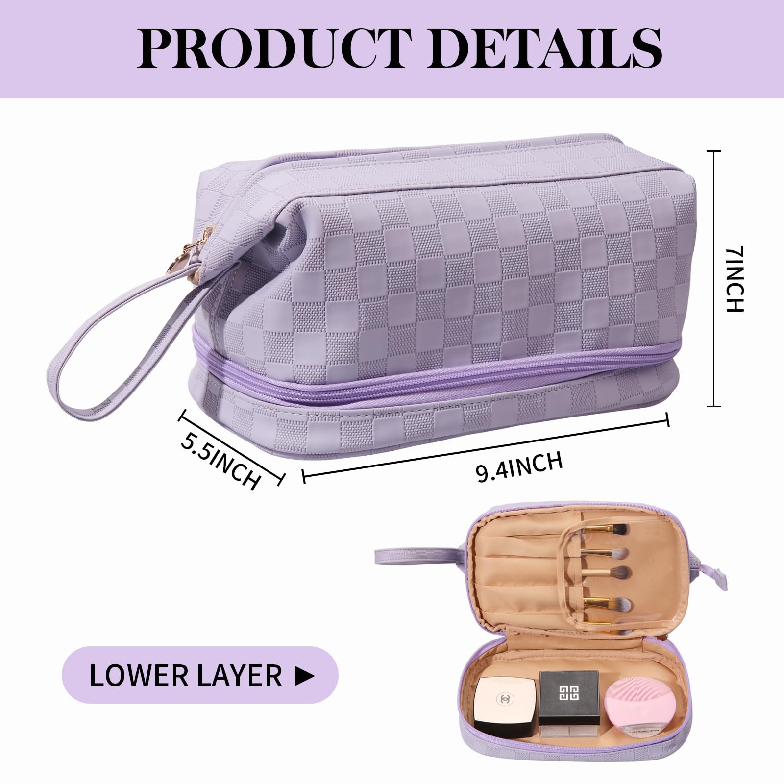**Abiudeng Large Waterproof Makeup Bag for Women - Travel Cosmetic Organizer with Bottom Pouch, Cute Toiletry Bag for Makeup Essentials | Perfect for Travel, Gym, and Daily Use**