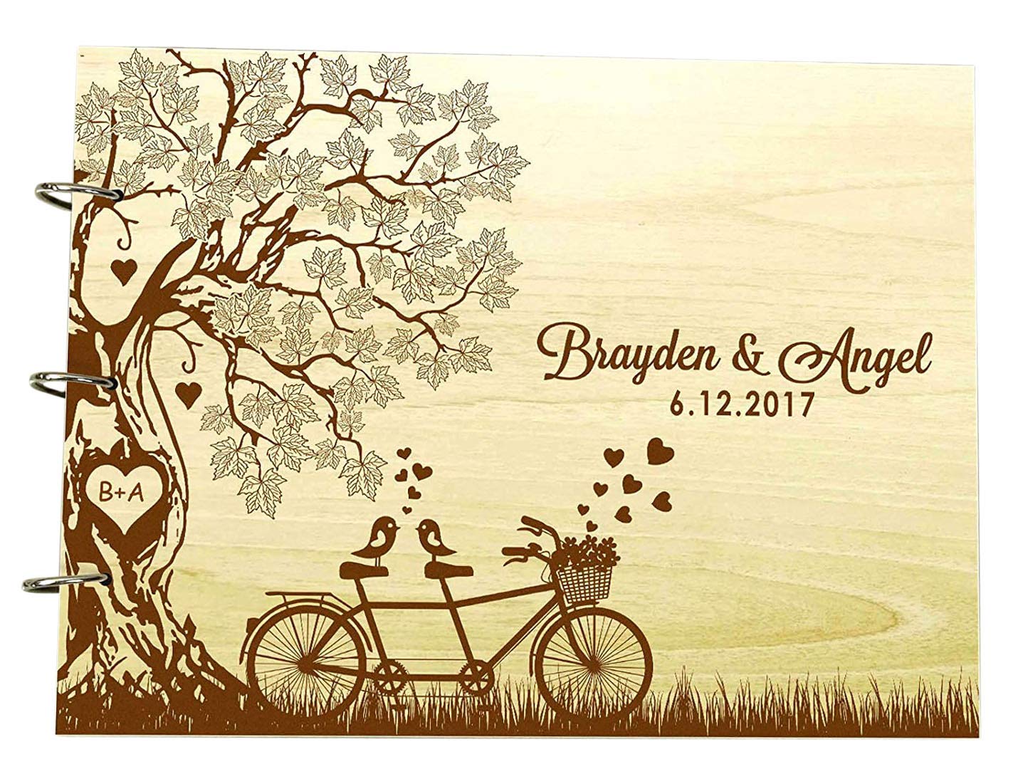 Handmade Personalized Rustic Wooden Wedding Guest Book with Engraved Names - Perfect for Tree-Themed Weddings, Anniversaries & Special Events