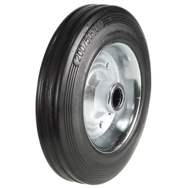 Black Rubber Tired Wheels with Metal Centers - Heavy Duty Replacement Wheels for Carts, Dollies, and Industrial Equipment